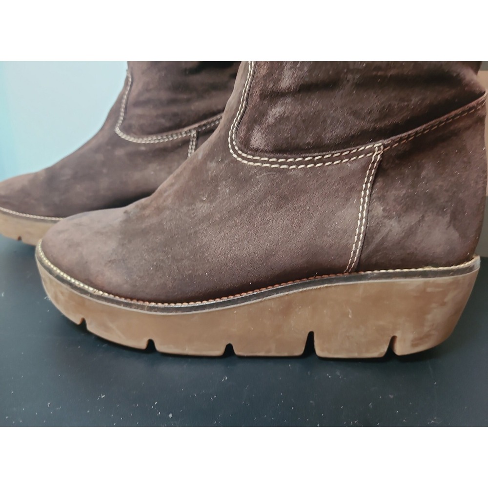 KORS Michael Kors Made in Italy Brown Suede Winter Fur Wedge‎ Boots US 10/ EU 40 - Picture 2 of 14